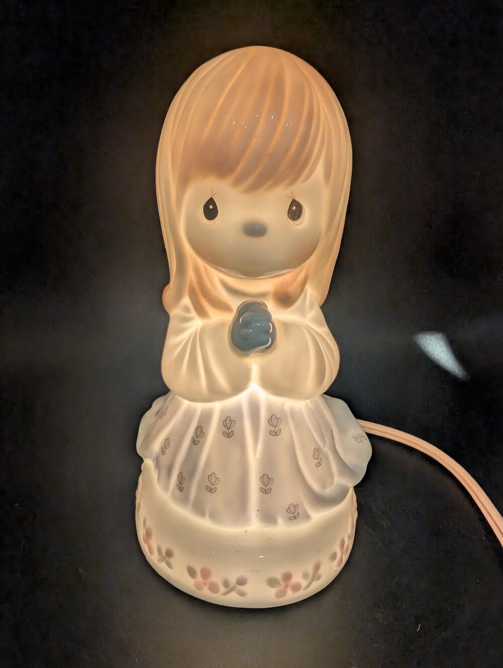 Vintage 1990 Precious Moments Praying Little Girl Lamp Night Light Bedroom